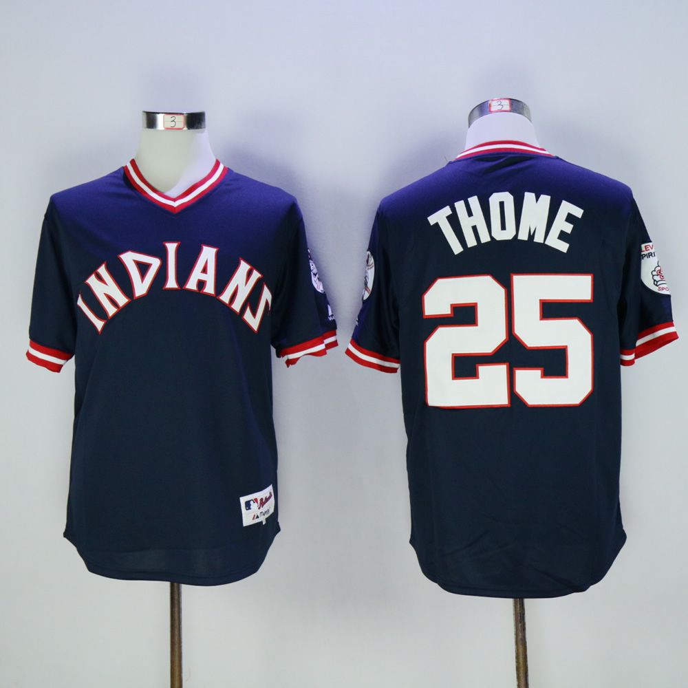Men Cleveland Indians #25 Thome Blue 1976 MLB Jerseys